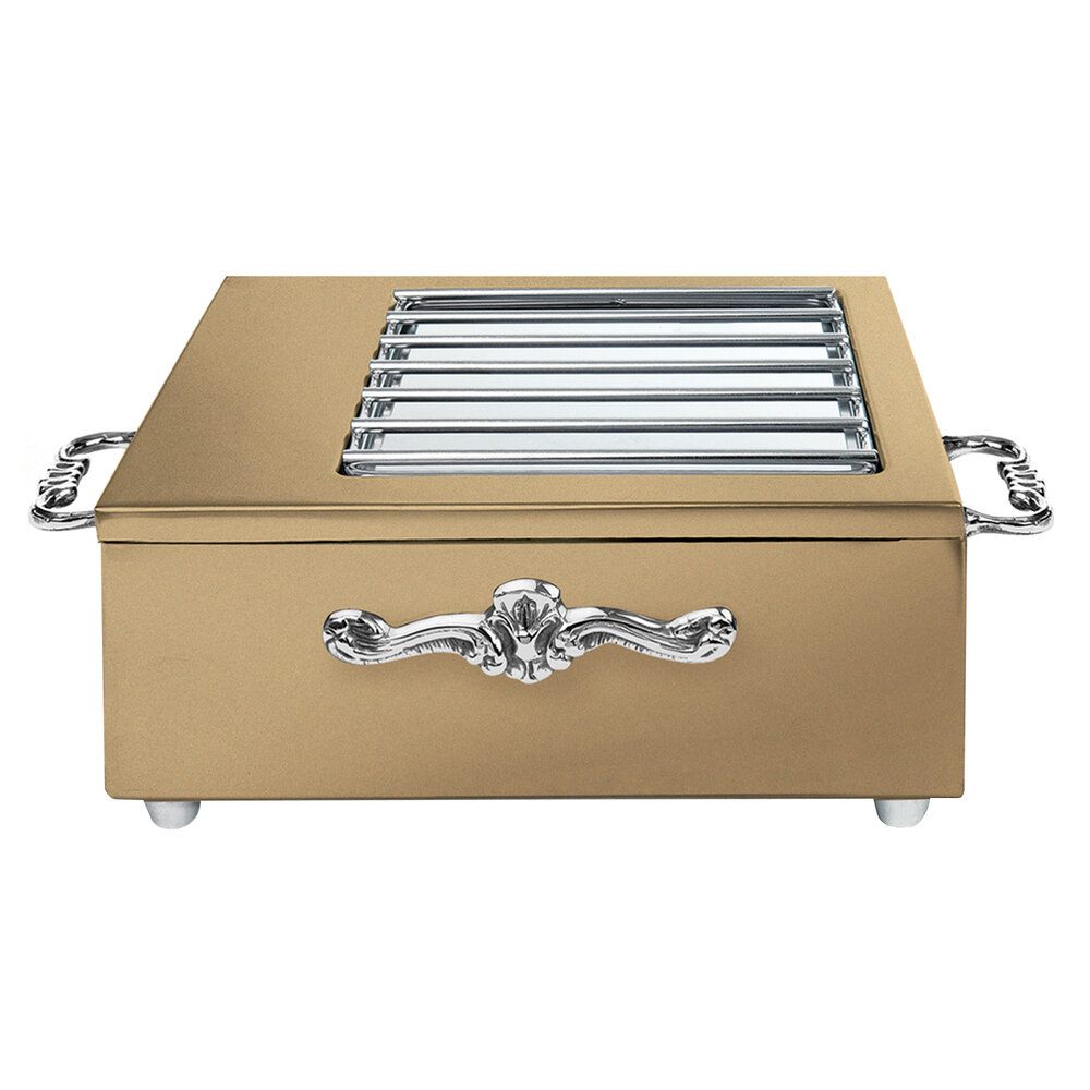 Eastern Tabletop 3265GRZ 18" x 11" x 6 1/4" Bronze Coated Stainless Steel Butane Stove Cover Up with Grates