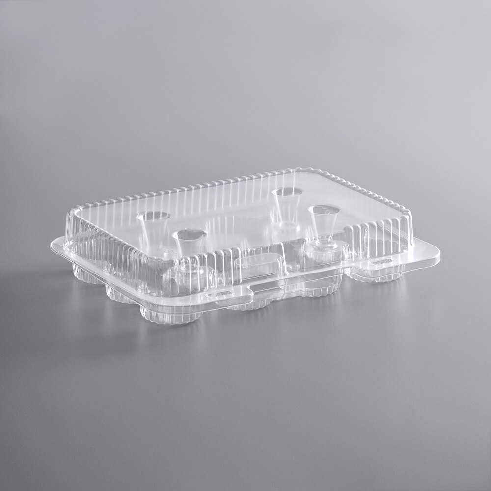 Choice 12-Compartment Clear OPS Hinged Mini Cupcake / Mini Muffin Container - 25/Pack