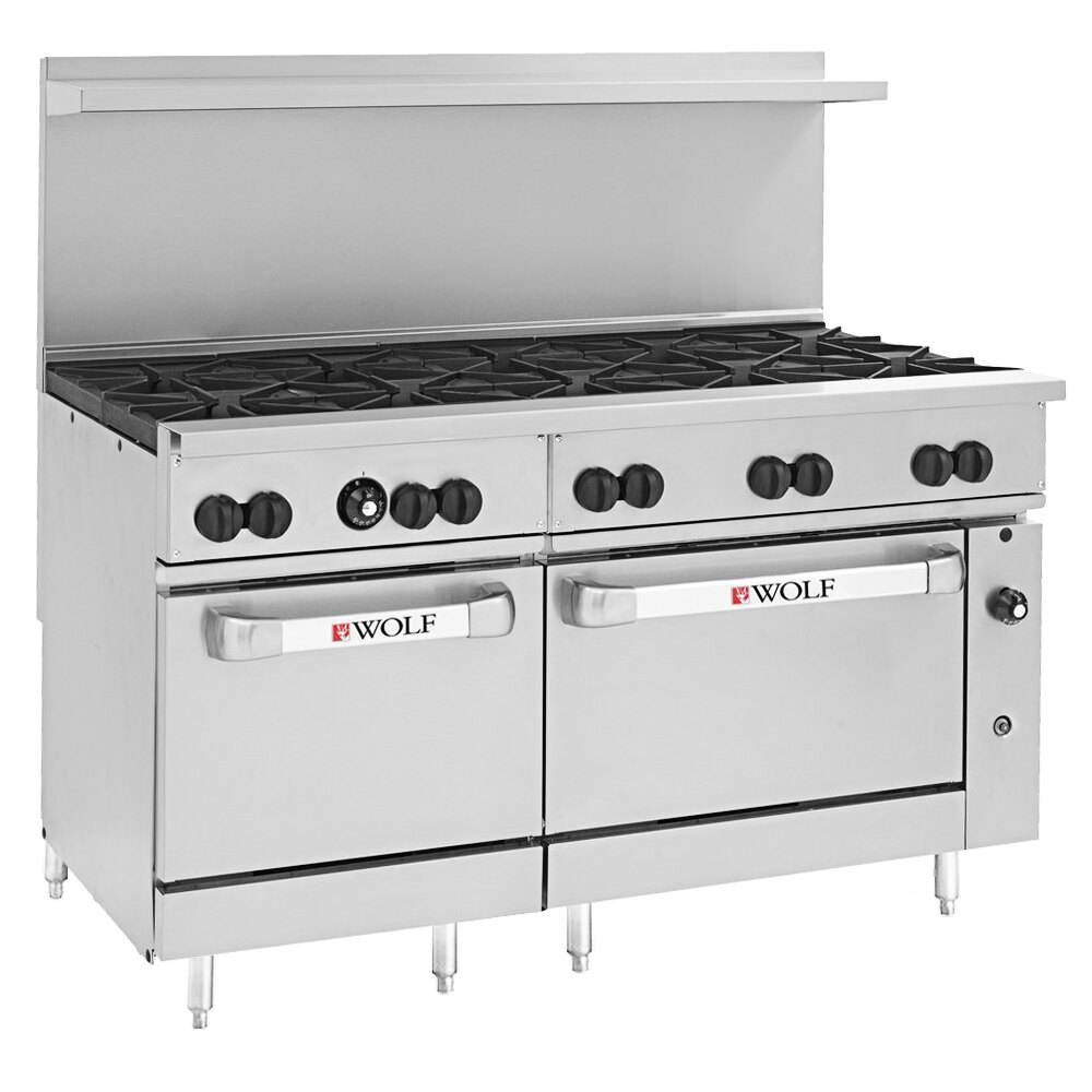Wolf by Vulcan C60SS-10BP Challenger XL Series Liquid Propane 60" Manual Range with 10 Burners and 2 Standard Ovens - 358,000 BTU