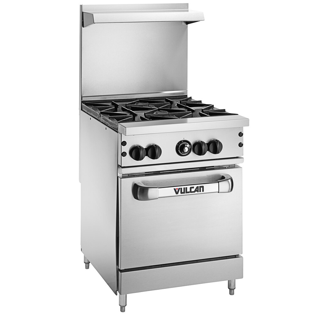 Vulcan 24S-4BP Endurance Liquid Propane 4 Burner 24" Range with Standard Oven Base - 143,000 BTU