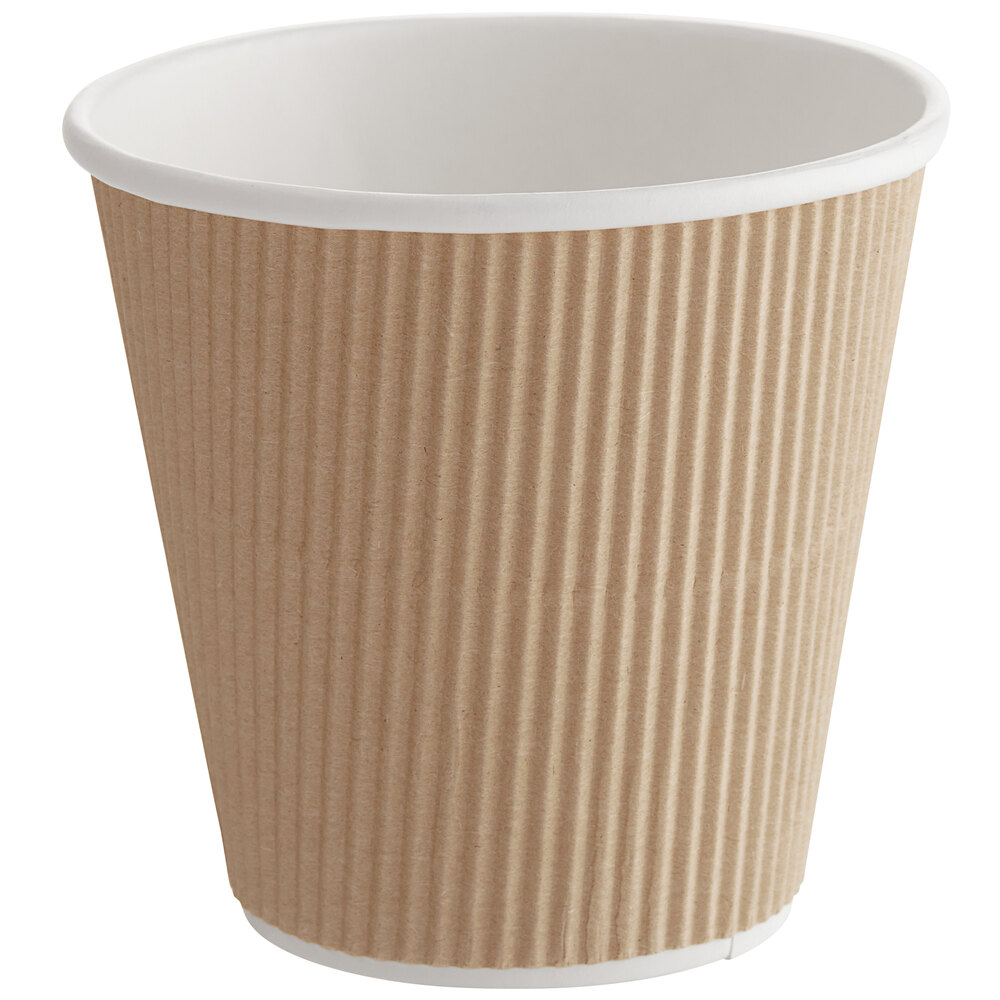 Choice 8 oz. Squat Double Wall Ripple Kraft Paper Hot Cup - 25/Pack