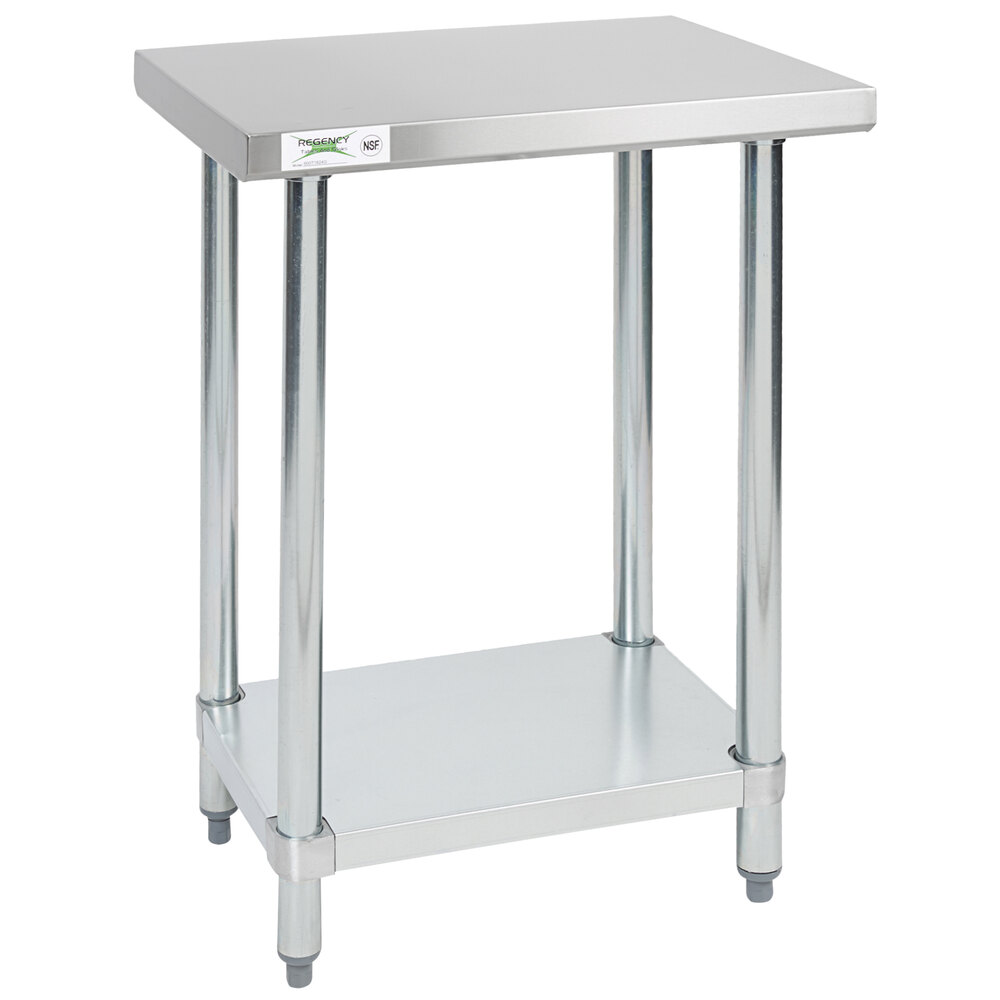 Regency 18" x 24" 18-Gauge 304 Stainless Steel Commercial Work Table with Galvanized Legs and Undershelf
