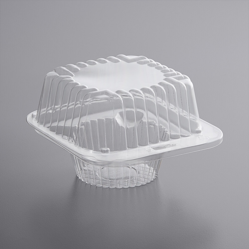 Choice 1-Compartment Clear PET Plastic Cupcake / Muffin Container - 25/Case
