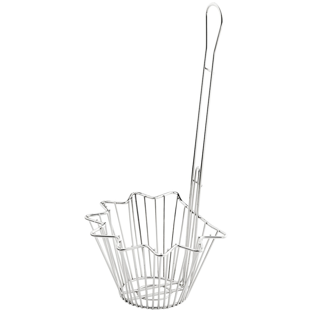 Choice 9" x 5" Nickel-Plated Stainless Steel Taco Salad Bowl Fry Basket