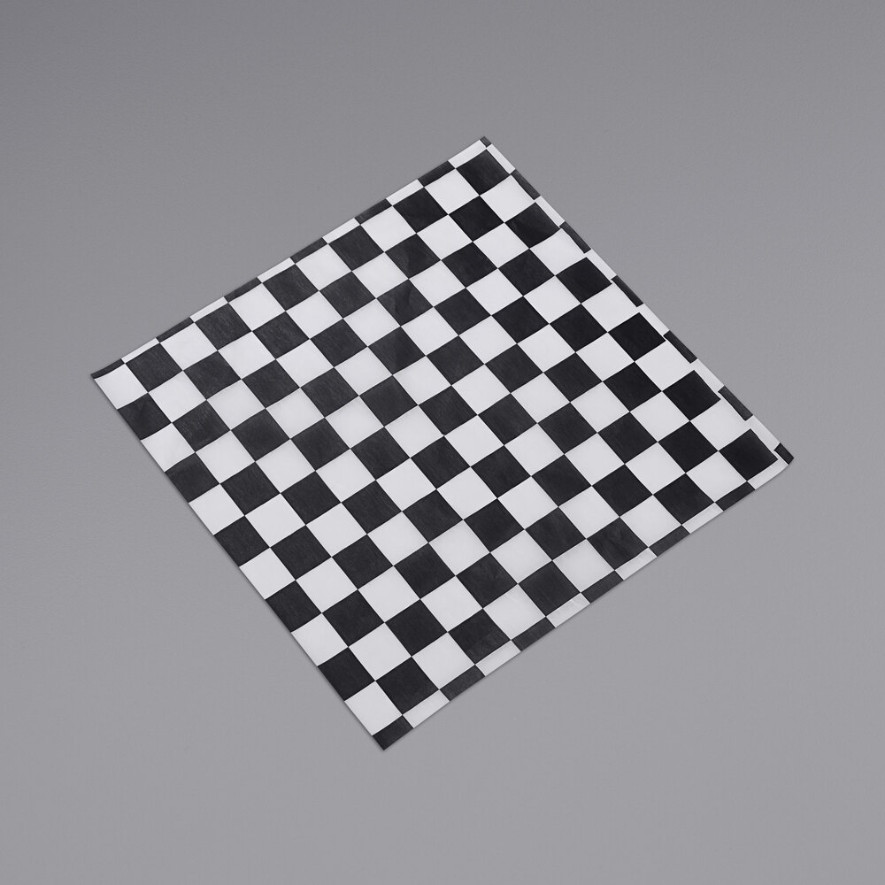 American Metalcraft PPCH1B 12" x 12" Black Check Basket Liner / Deli Wrap Paper - 1,000/Pack