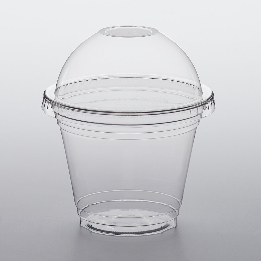 Choice 9 oz. Clear PET Plastic Cold Cup with Dome Lid with No Hole - 50/Pack