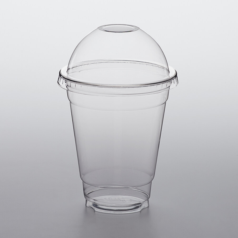 Choice 12 oz. Clear PET Plastic Cold Cup with Dome Lid with No Hole - 50/Pack