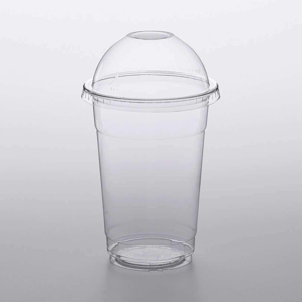 Choice 16 oz. Clear PET Plastic Cold Cup with Dome Lid with No Hole - 50/Pack