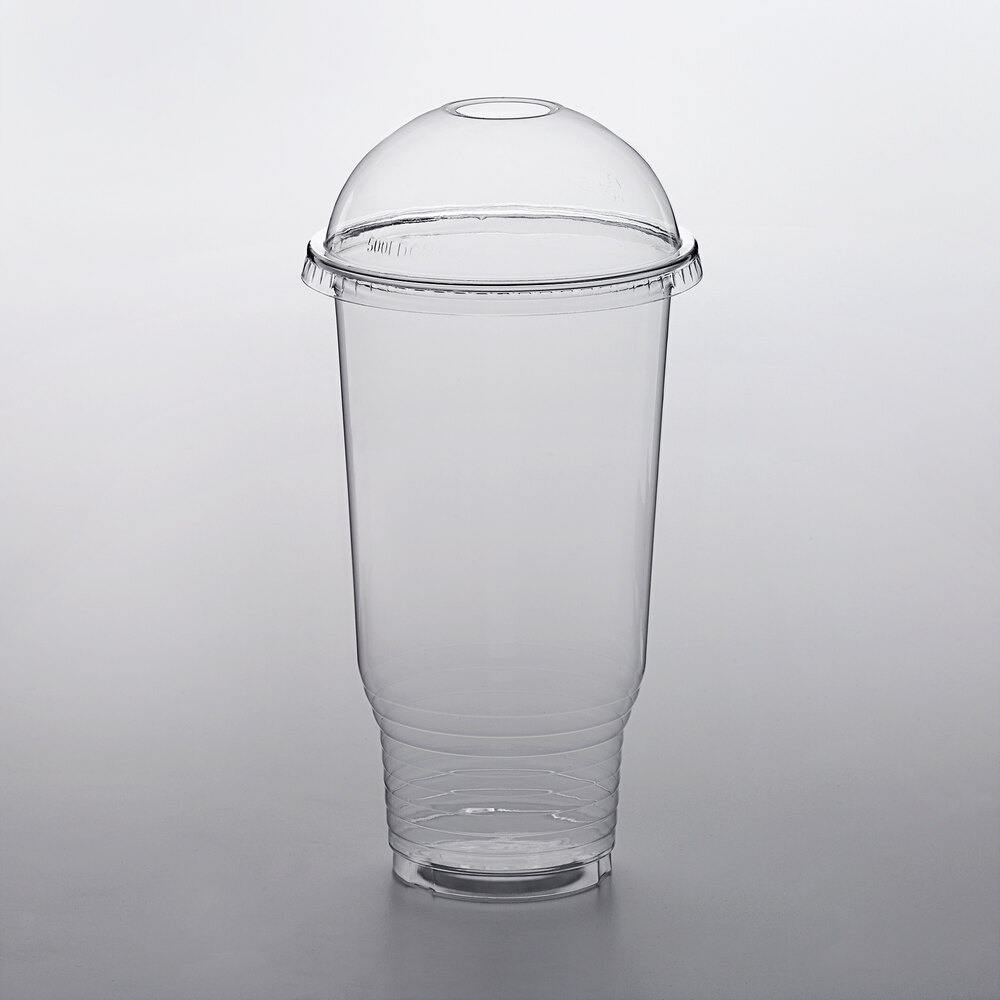 Choice Heavy Duty 32 oz. Pedestal Heavy Weight Clear PET Plastic Cold Cup with Dome Lid - 50/Pack