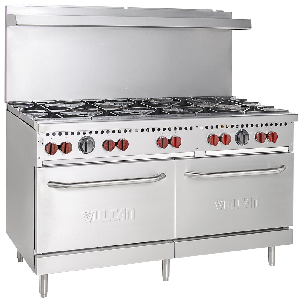 Vulcan SX60-10BN SX Series Natural Gas 10 Burner 60" Range with 2 Standard Ovens - 340,000 BTU