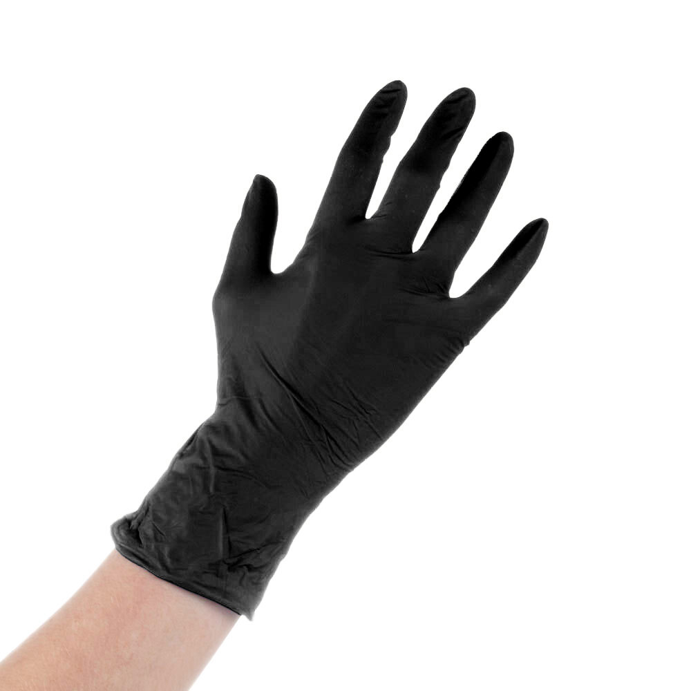 Lavex Powder-Free Disposable Black Hybrid 3.5 Mil Thick Gloves - Extra Large - 1,000/Case