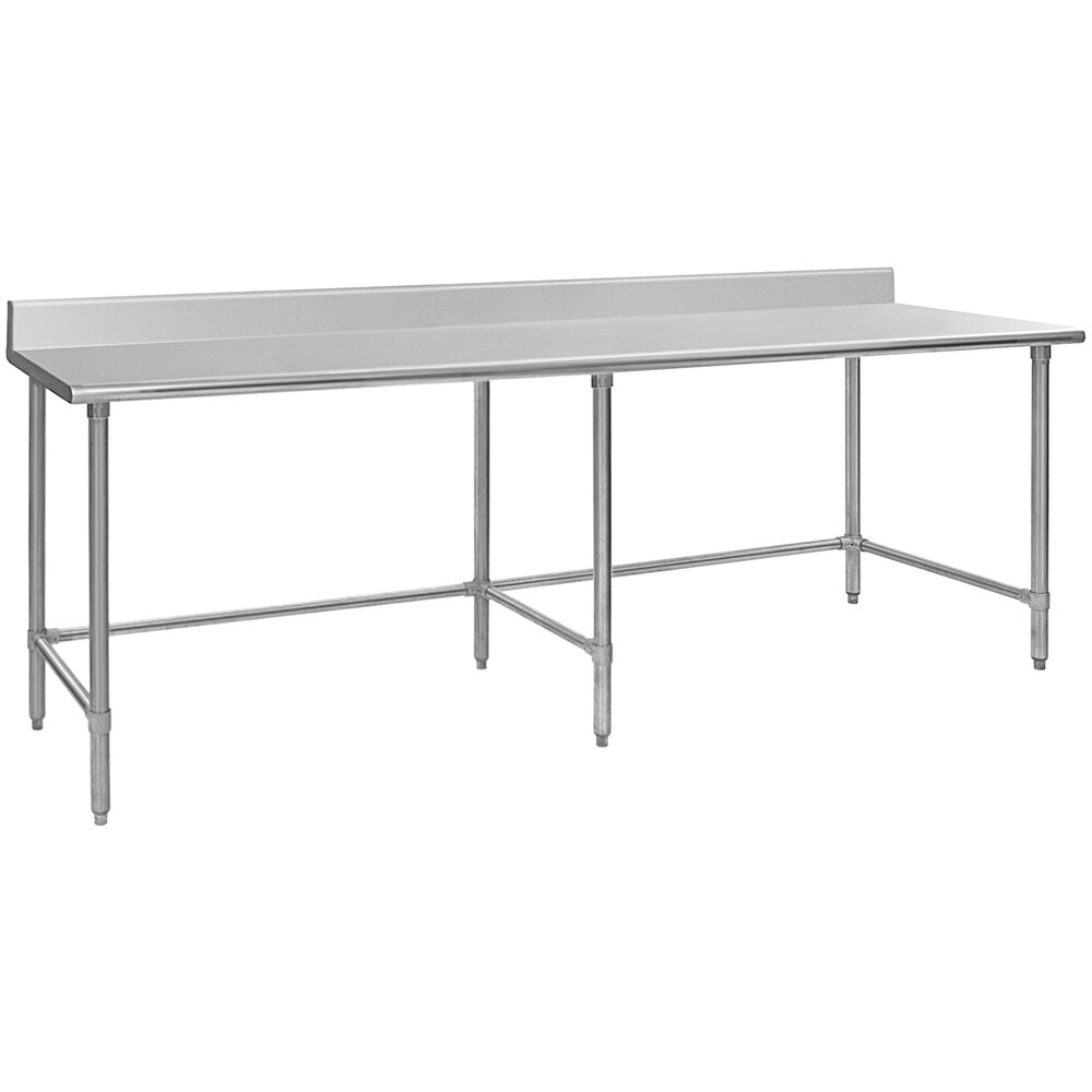 Eagle Group T24108STEB-BS 24" x 108" Open Base Stainless Steel Commercial Work Table with 4 1/2" Backsplash