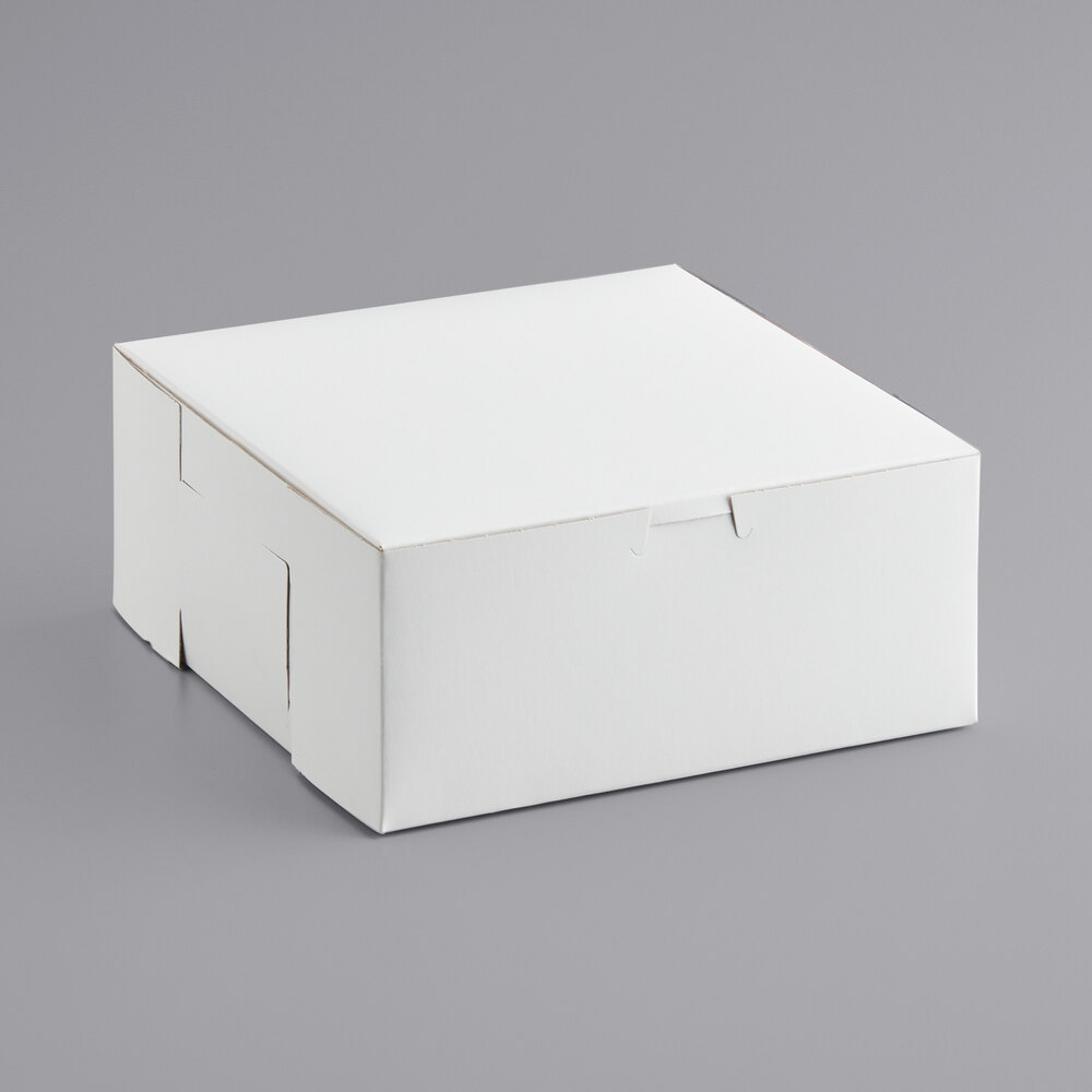 9" x 9" x 4" White Customizable Cake / Bakery Box - 10/Pack