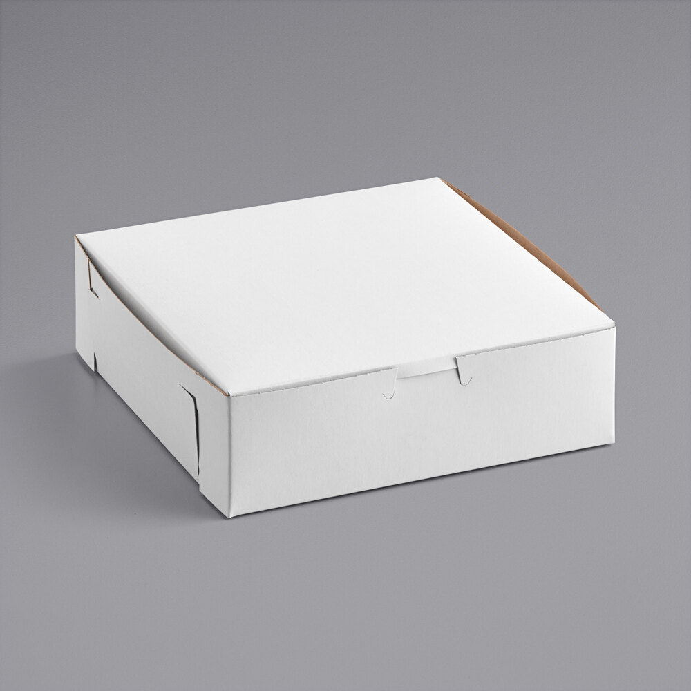 8" x 8" x 2 1/2" White Customizable Pie / Bakery Box - 10/Pack