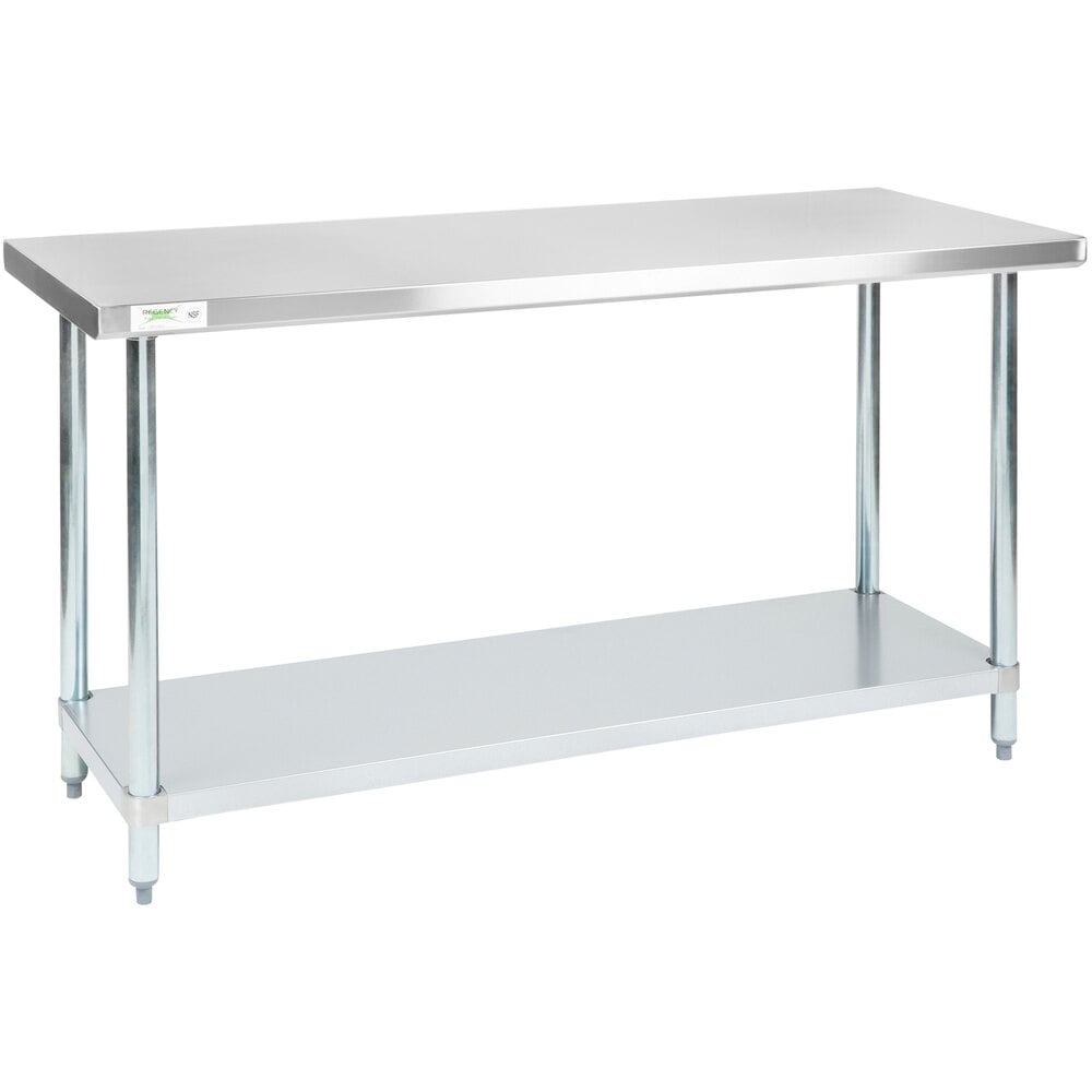 Regency 24" x 60" 18-Gauge 304 Stainless Steel Commercial Work Table with Galvanized Legs and Undershelf