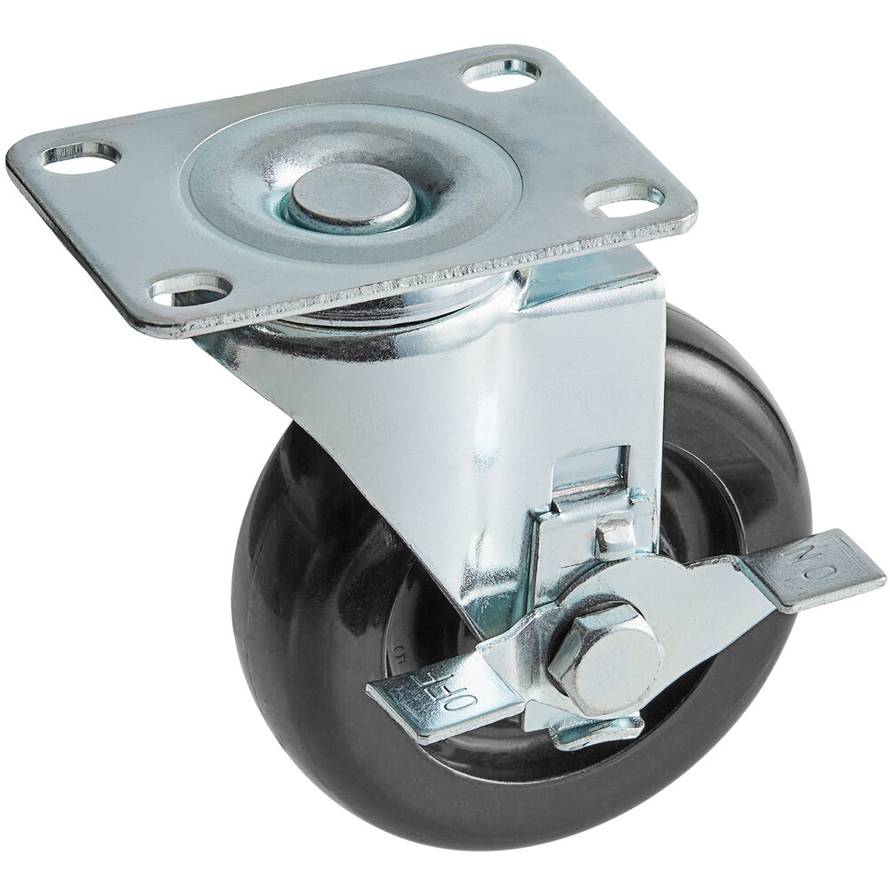 Cooking Performance Group 35100901555L 4" Swivel Plate Caster with Brake for FFOP Floor Fryers