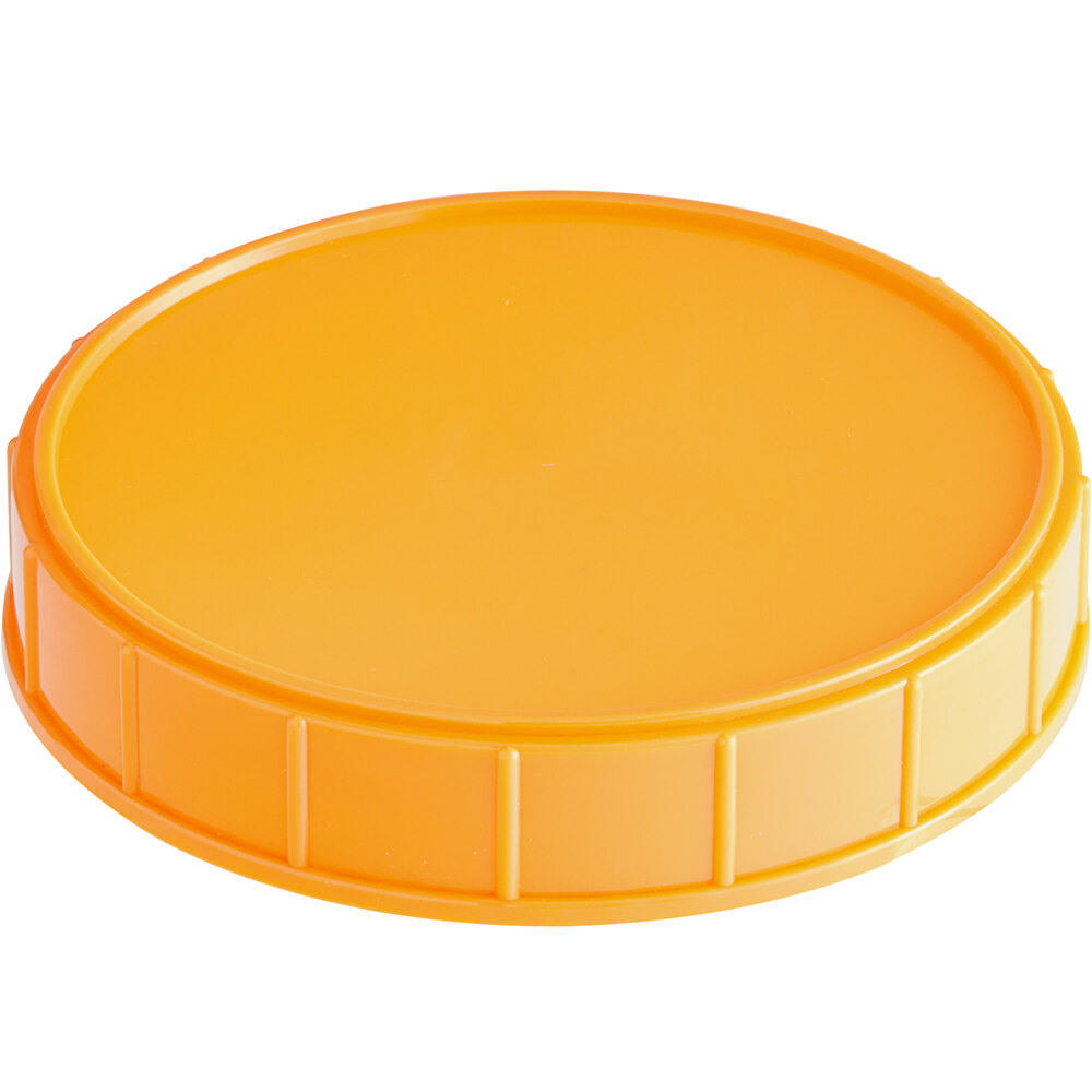 120 mm Unlined Orange Plastic Canister Lid - 256/Case
