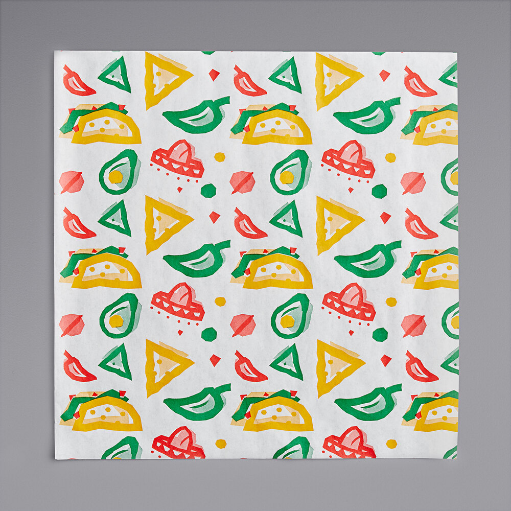 Choice 12" x 12" Mexican Print Deli Sandwich Wrap Paper - 1,000/Pack