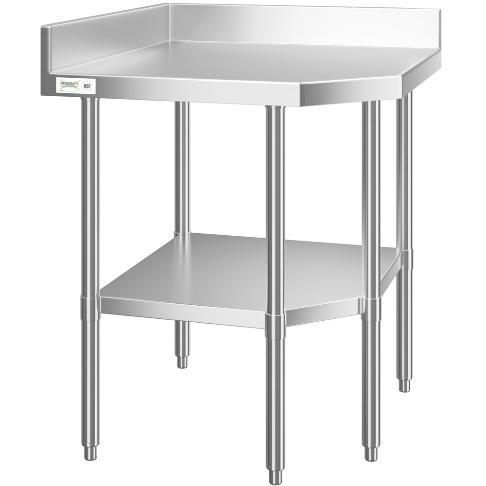 Regency 38" x 38" 16-Gauge Stainless Steel Corner Work Table