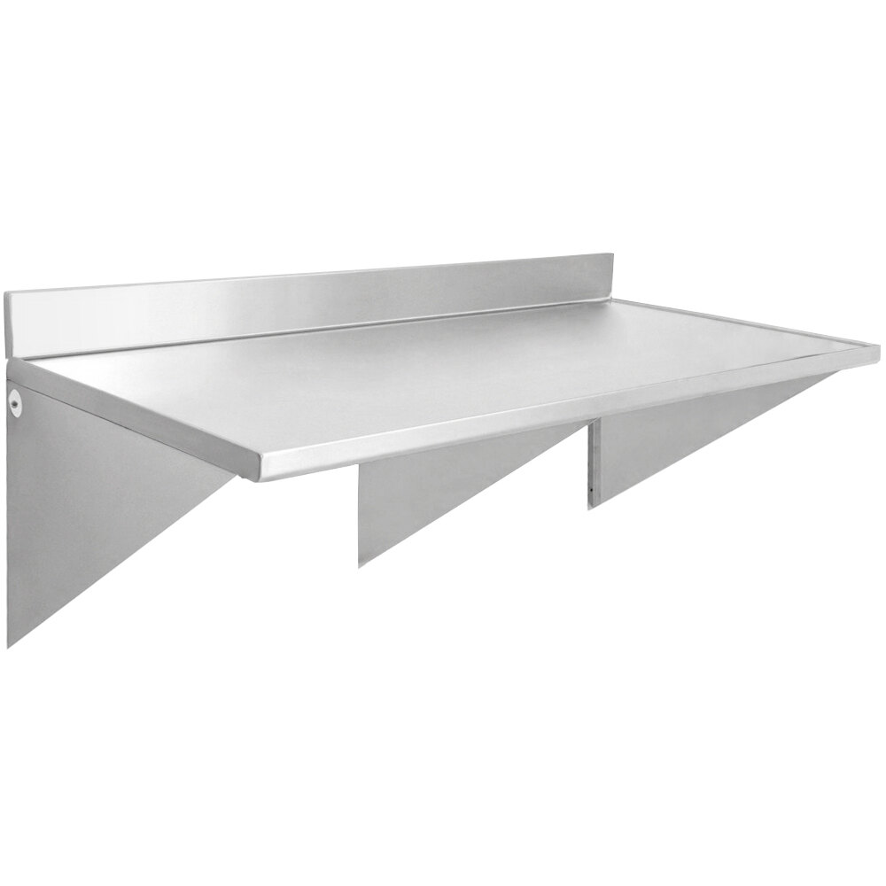 Eagle Group WT3060SEM-BS 30" x 60" Stainless Steel Wall Mounted Table with Backsplash