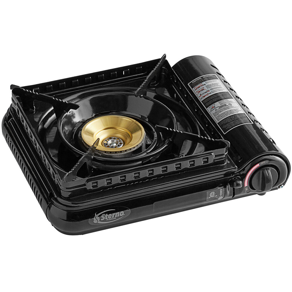 Sterno 50182 1-Burner High Performance Black Butane Countertop Range / Portable Stove - 15,000 BTU
