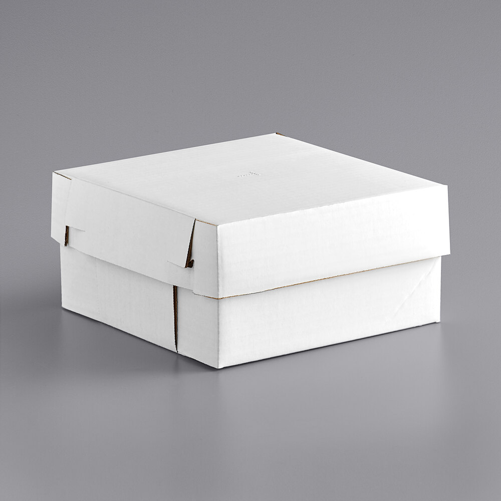 10" x 10" x 5" White Corrugated 2-Piece Bakery Box - 25/Case