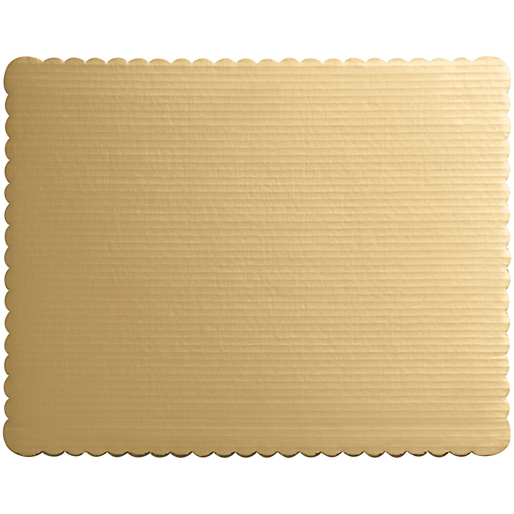 17 3/4" x 13 3/4" Gold Double-Wall Laminated Corrugated 1/2 Sheet Cake Board - 25/Case