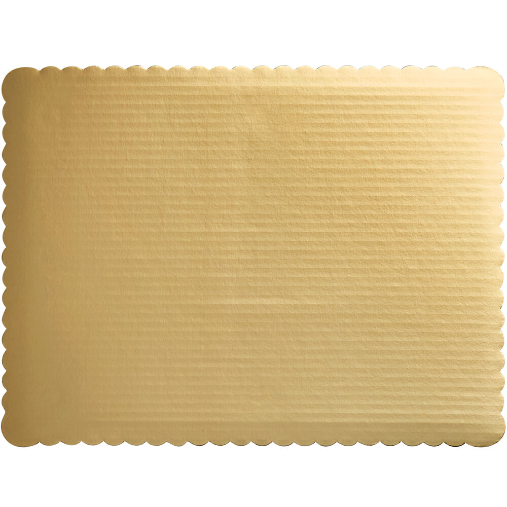 17 3/4" x 13 3/4" Gold Laminated Corrugated 1/2 Sheet Cake Board - 50/Case