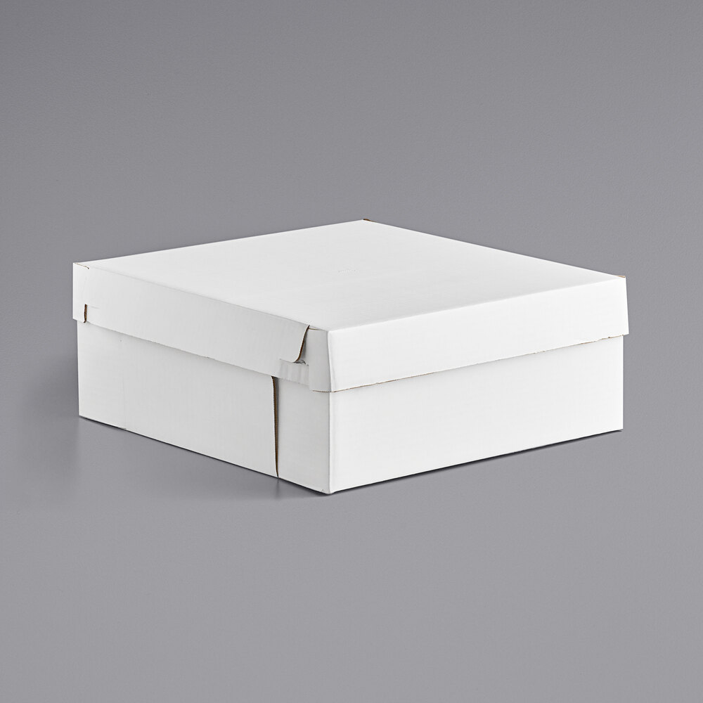 18" x 18" x 7" White Corrugated 2-Piece Bakery Box - 25/Case