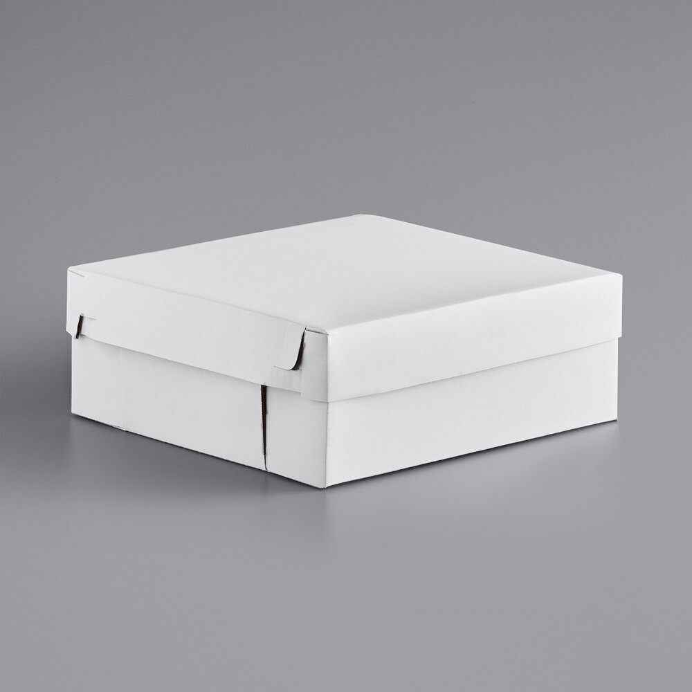 16" x 16" x 6" White Corrugated 2-Piece Bakery Box - 25/Case