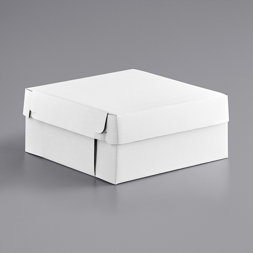 14" x 14" x 6" White Corrugated 2-Piece Bakery Box - 25/Case