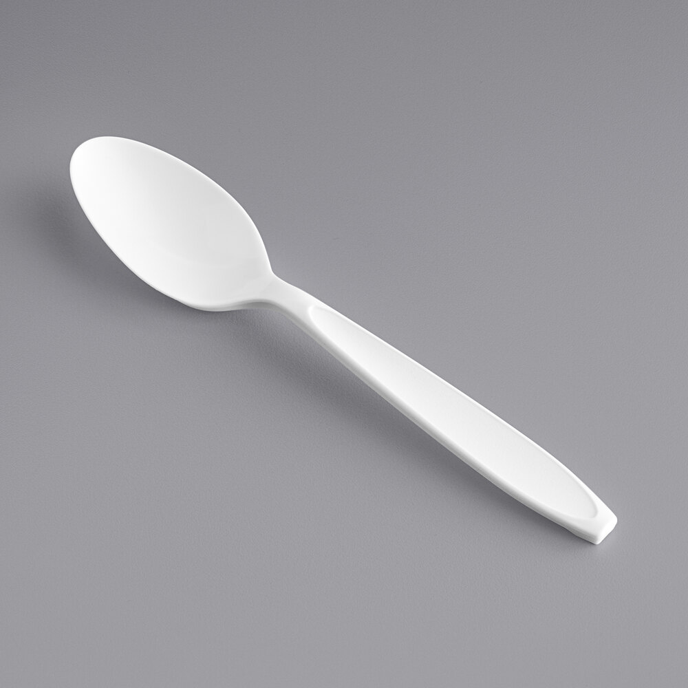 Solo Impress Heavy Weight White Plastic Teaspoon - 1,000/Case
