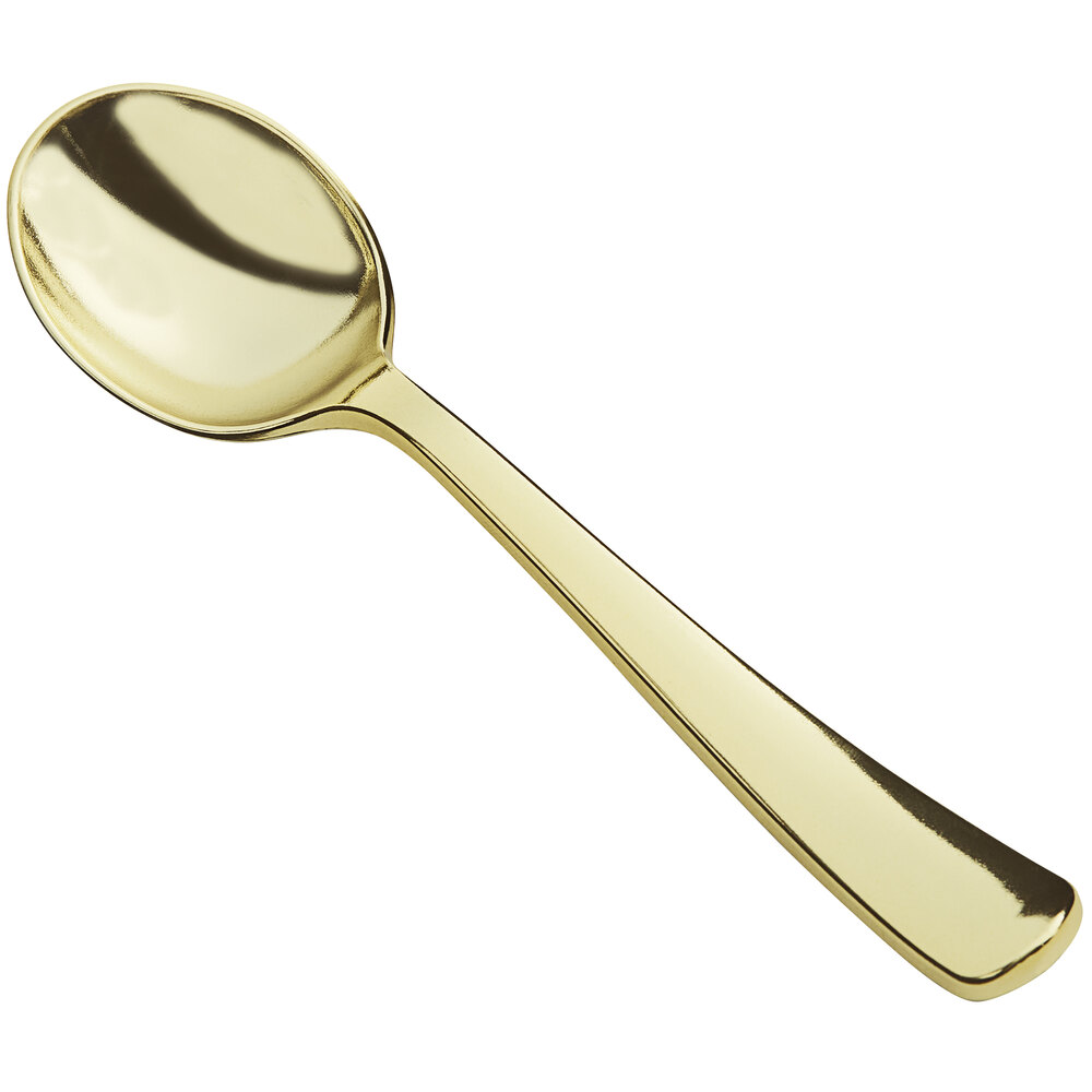 Visions Classic 5 7/8" Heavy Weight Gold Plastic Soup Spoon - 400/Case