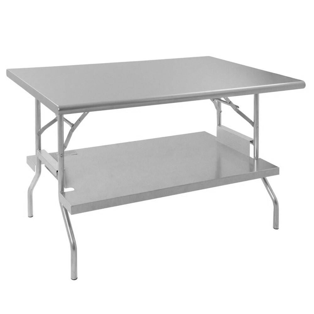 Eagle Group T2448F-US 24" x 48" Stainless Steel Lok-n-Fold Open Base Table with Removable Galvanized Undershelf