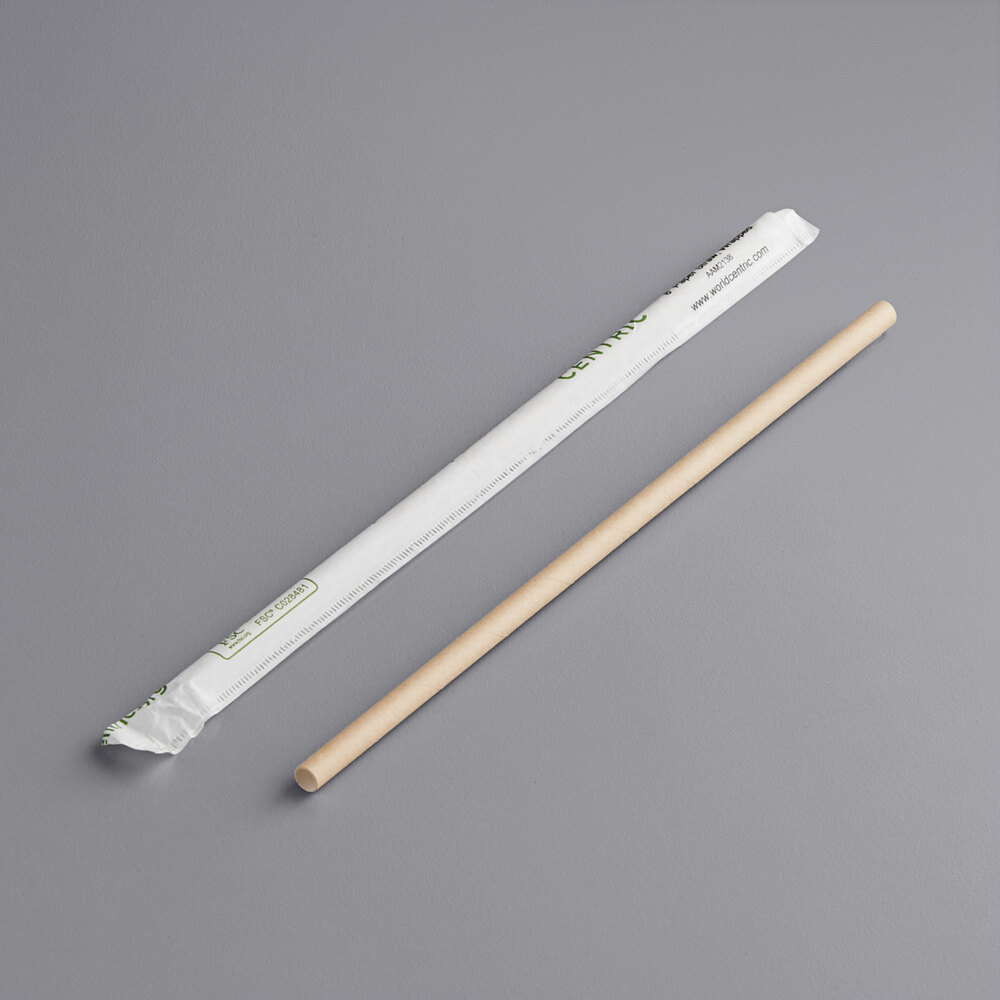 World Centric 8" Kraft Jumbo Wrapped Paper Straw - 6,000/Case