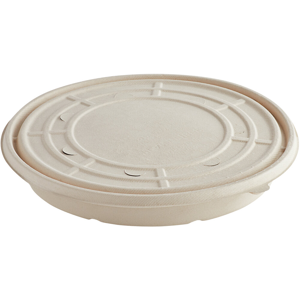 World Centric 12" Compostable Fiber Round Clamshell Pizza Container - 100/Case