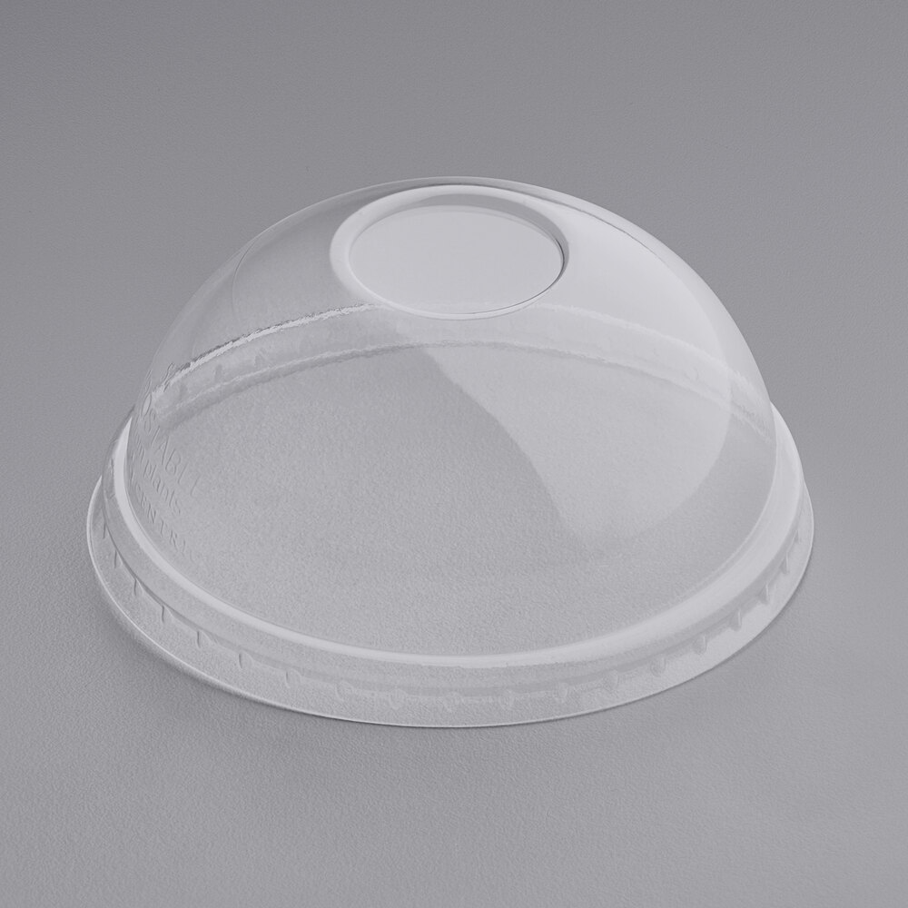 World Centric 8 oz. Clear Compostable PLA Domed Lid - 1,000/Case