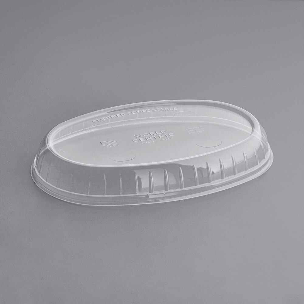 World Centric 32 oz. Clear Compostable PLA Burrito Bowl Lid - 300/Case