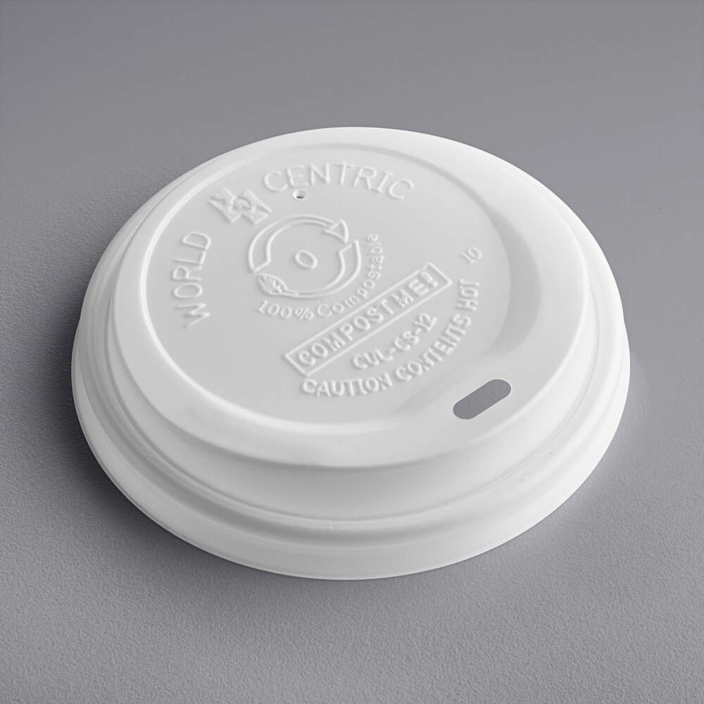 World Centric 10-20 oz. White Paper Hot Cup PLA Travel Lid - 1,000/Case