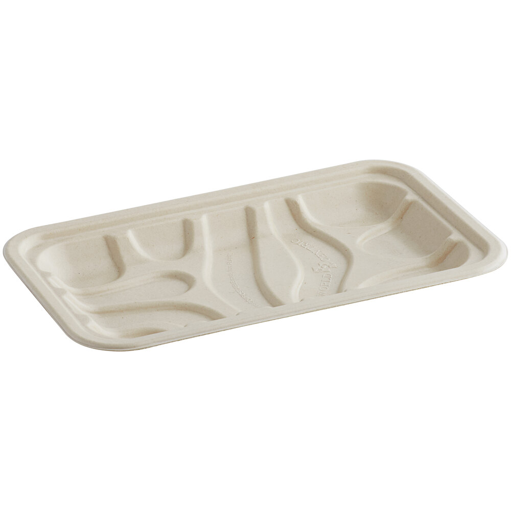 World Centric Compostable Fiber Laminated Meat Tray 8 5/16" x 4 7/8" x 11/16" - 500/Case