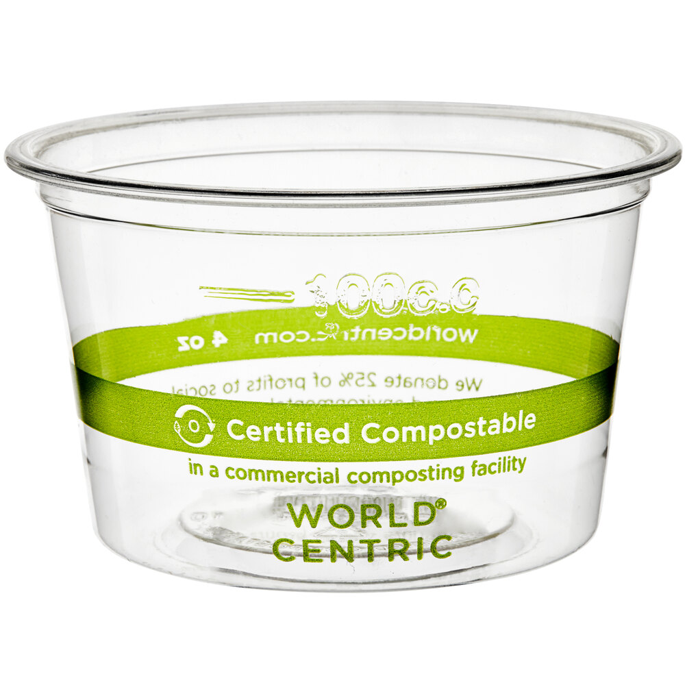 World Centric 4 oz. Compostable PLA Clear Portion Cup - 1,000/Case