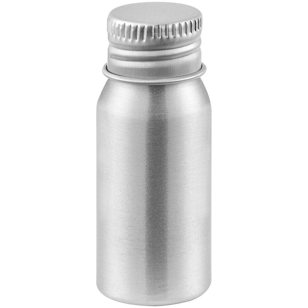 15 mL Silver Aluminum Bottle with Lid - 1,125/Case