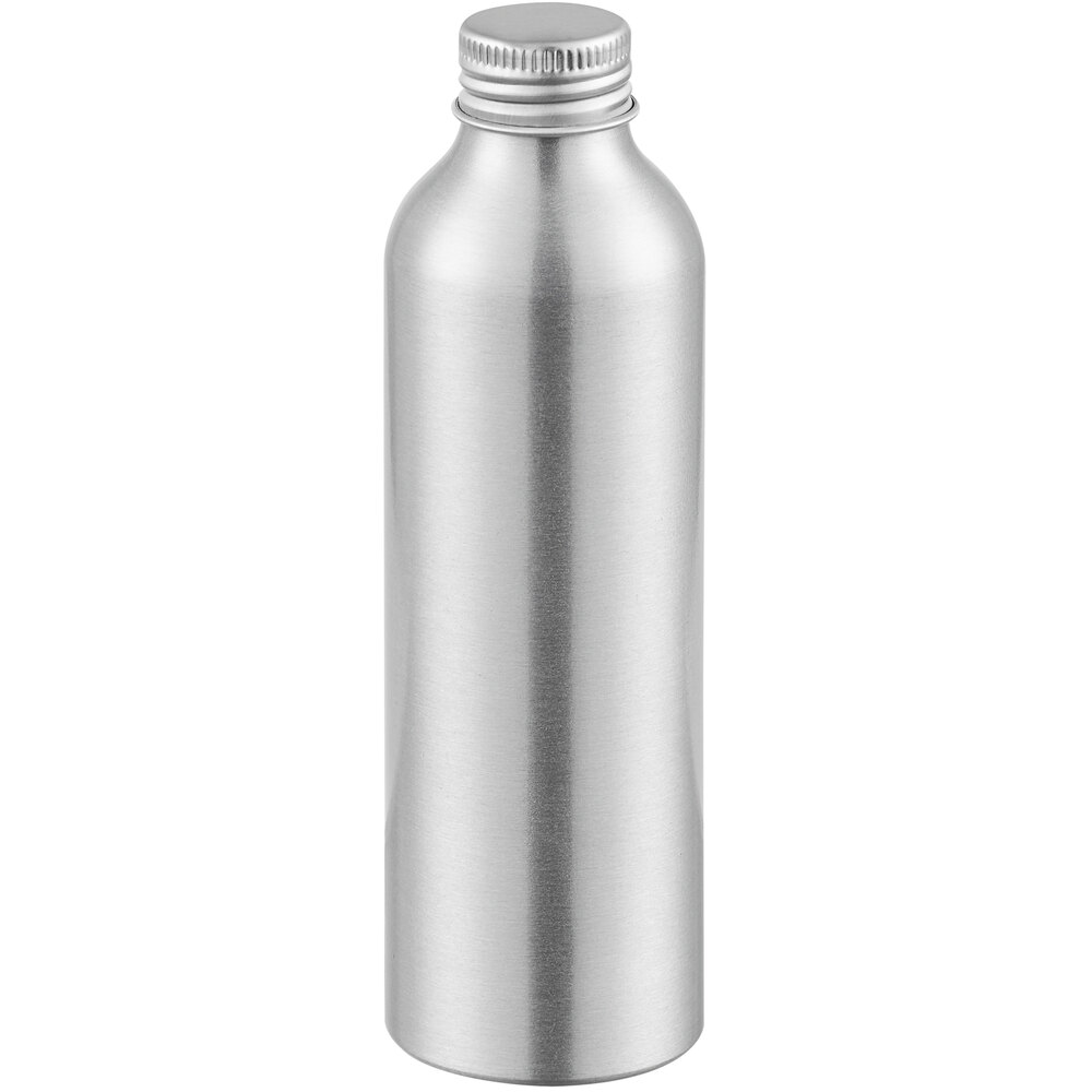 150 mL Silver Aluminum Bottle with Lid - 200/Case