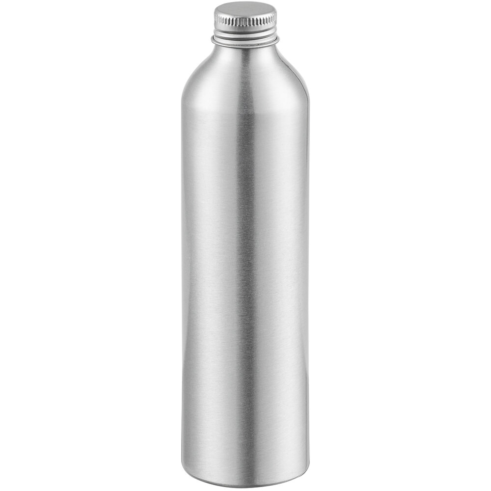 250 mL Silver Aluminum Bottle with Lid - 200/Case