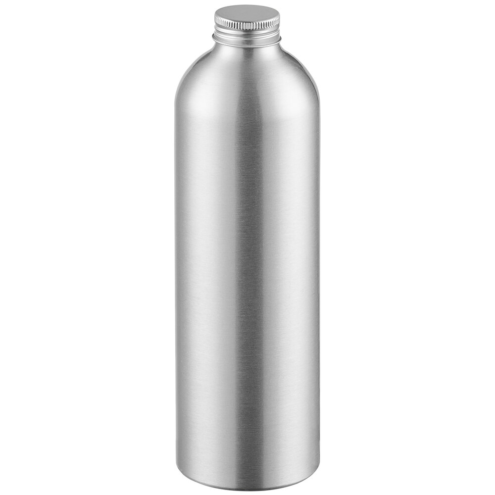 750 mL Silver Aluminum Bottle with Lid - 63/Case