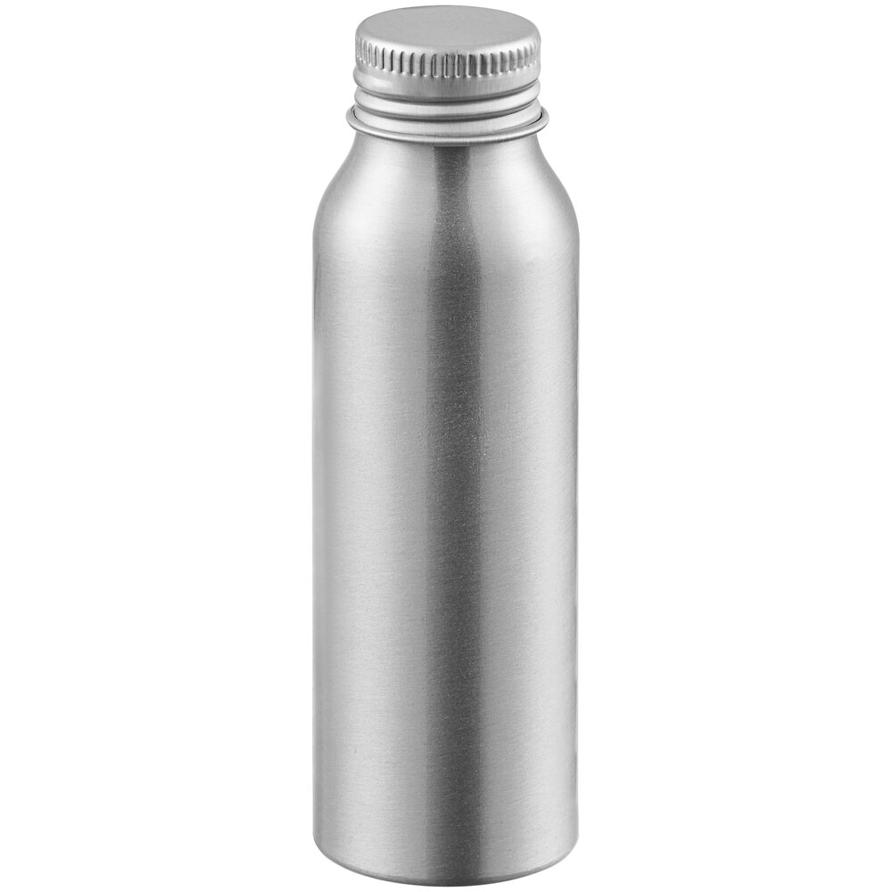 80 mL Silver Aluminum Bottle with Lid - 300/Case