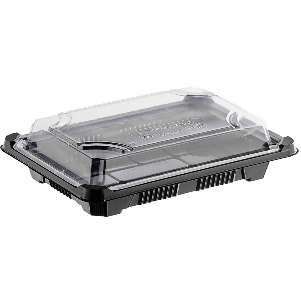 World Centric Clear PLA Sushi Takeout Container with Lid 7" x 5" x 2" - 300/Case