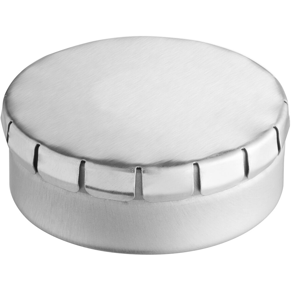 1 3/4" x 9/16" Matte Silver Tin with Push & Pop Cover - 500/Case