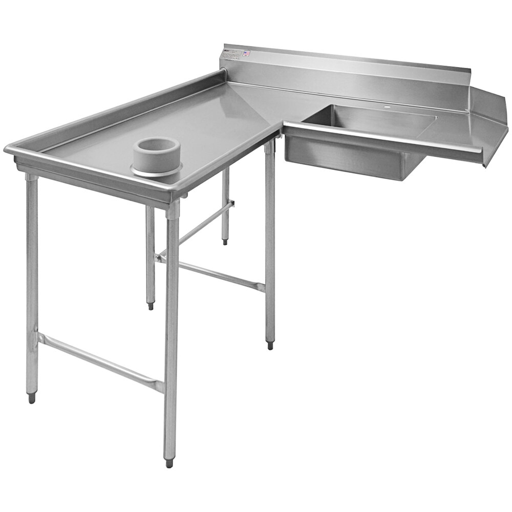 Eagle Group SDTCIL-60-14/3 60" Spec-Master 14 Gauge Stainless Steel Left Dishlanding Soil L-Shape Dishtable