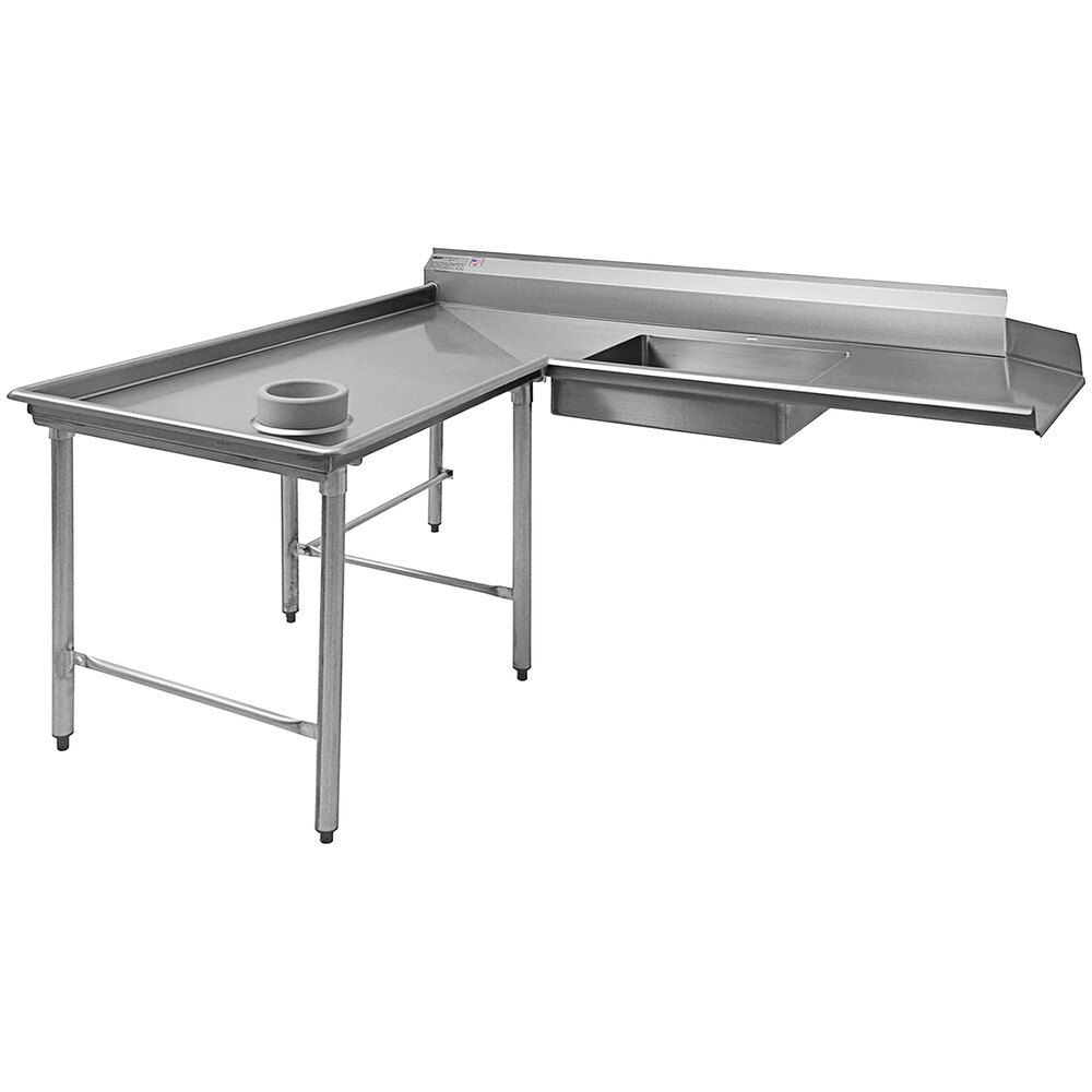 Eagle Group SDTCIL-72-16/4 72" 16 Gauge Stainless Steel Left Dishlanding Soil L-Shape Dishtable